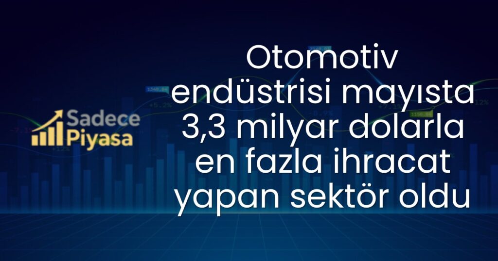 Otomotiv endüstrisi mayısta 3,3 milyar dolarla en fazla ihracat yapan sektör oldu