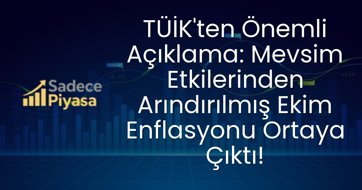 TÜİK’ten Önemli Açıklama: Mevsim Etkilerinden Arındırılmış Ekim Enflasyonu Ortaya Çıktı!